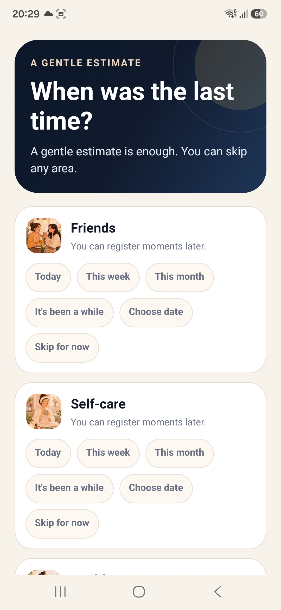 LifeRadar estimate screen