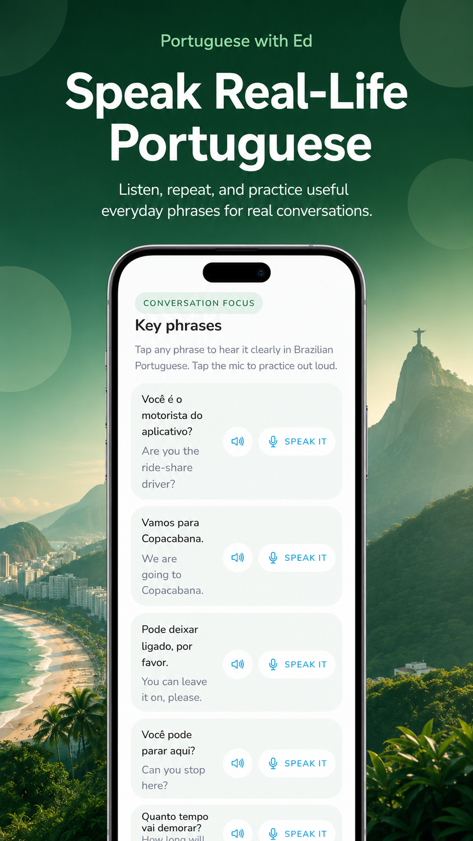 Portuguese with Ed vocabulary screen