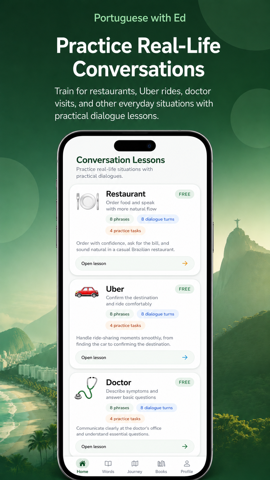 Portuguese with Ed real conversation screen