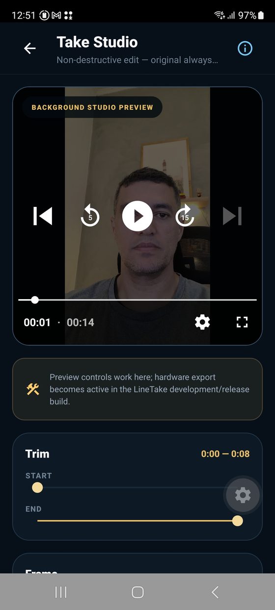 LineTalk Take Studio trimming interface